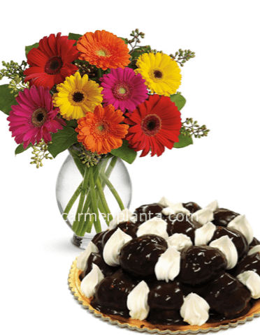 Bouquet di fiori misti con profitterol